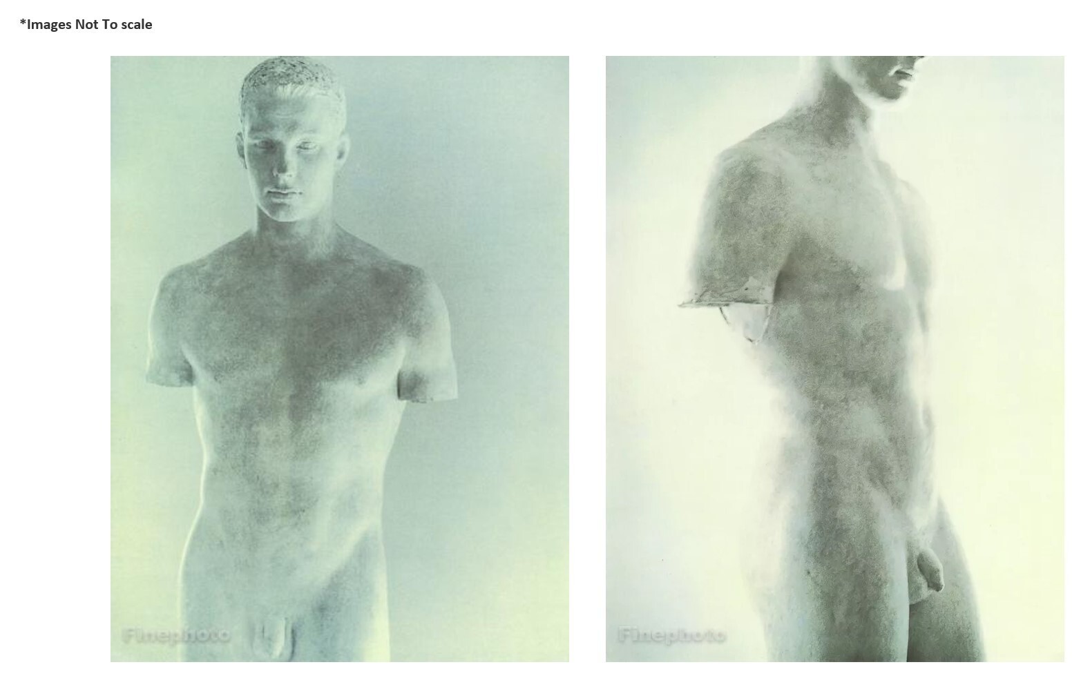1986 Vintage BRUCE WEBER Male Bust Statue Sculpture - 2 Piece Photo Gravure Art