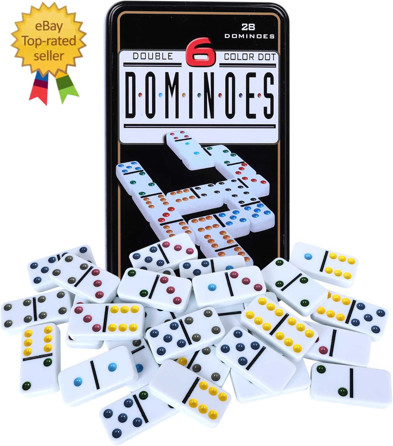 Double Six Dominoes Set | 28 Domino Tiles Double 6 Dominos with Storage Tin Double Six Dominoes Set | 28 Domino Tiles Double 6 Dominos with Storage Tin
