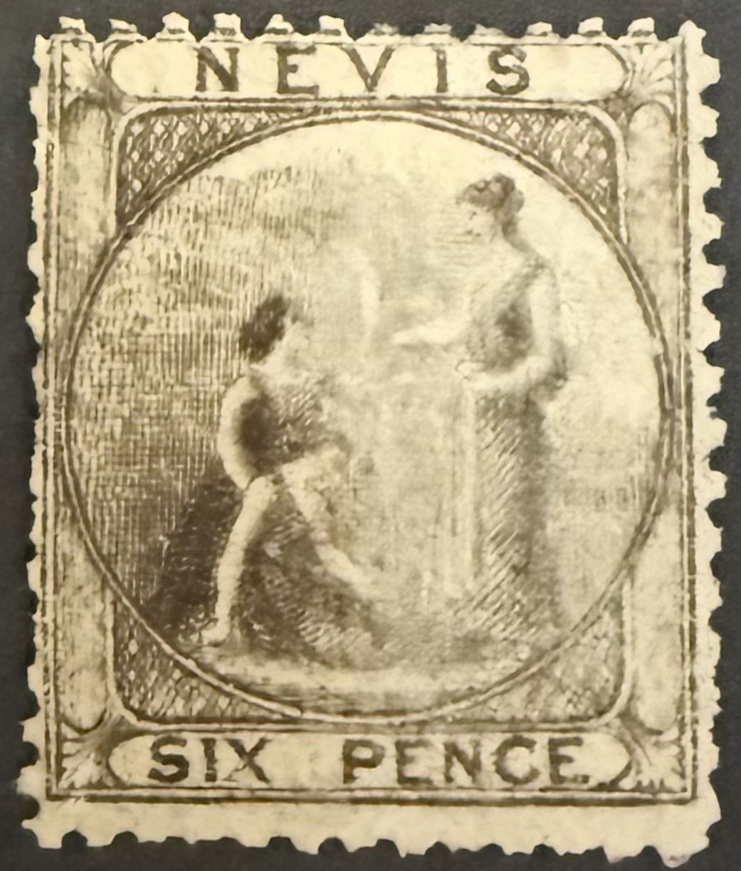 Nevis QV Stamp 1862, SG3 6d grey-lilac, perf 13, MM,  Cat £170