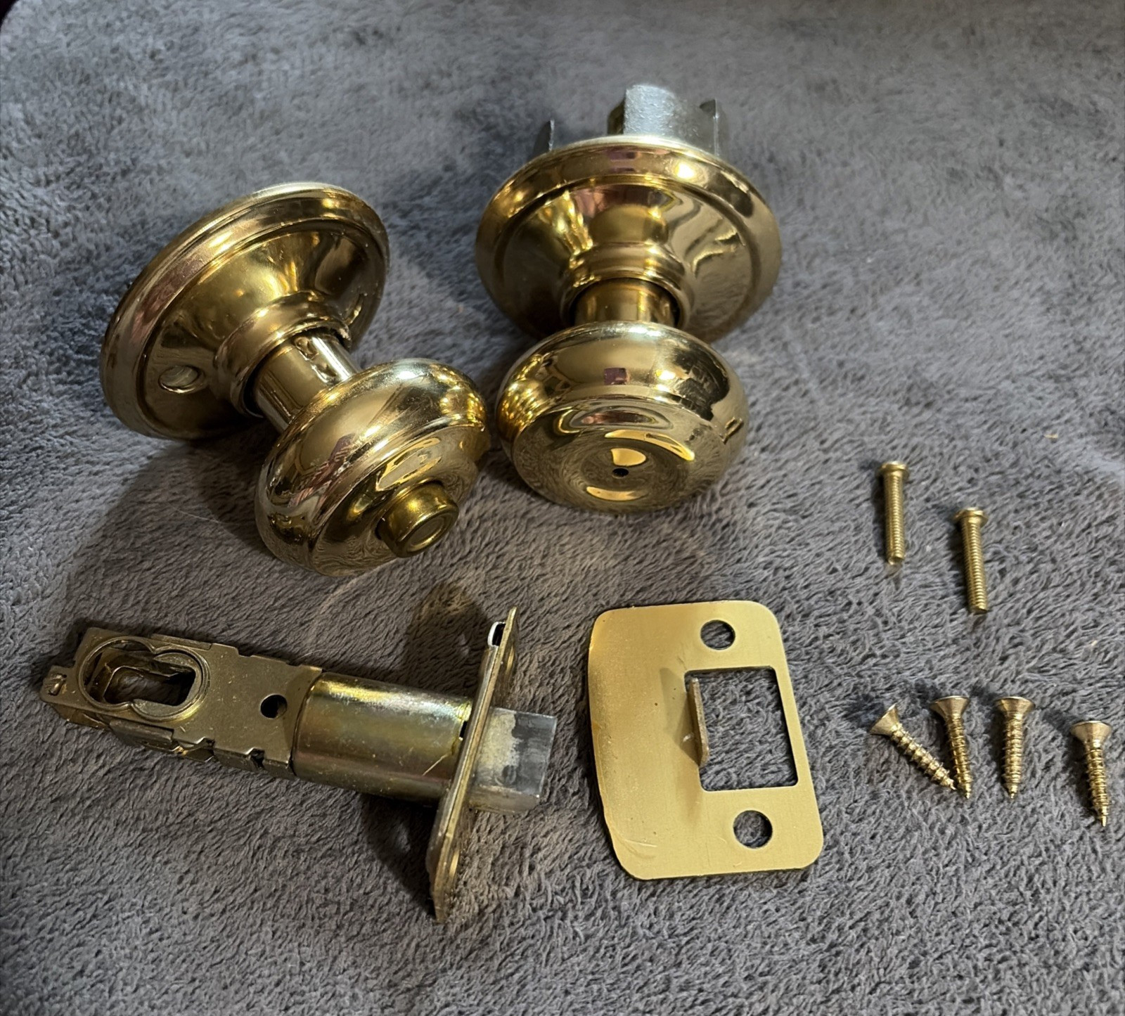 Vintage Schlage Brass Privacy Door Knob Set – Push Button Lock - Used but Good