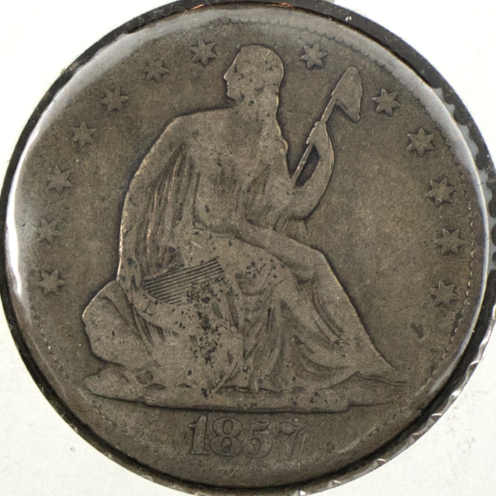 1857-P Philadelphia Silver Seated Liberty Half Dollar 90% F/VF++