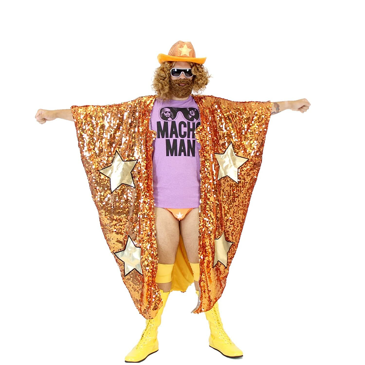 Adult Wrestling WWE Randy Savage Macho Man Madness Sequin Costume Cape Adult Wrestling WWE Randy Savage Macho Man Madness Sequin Costume Cape