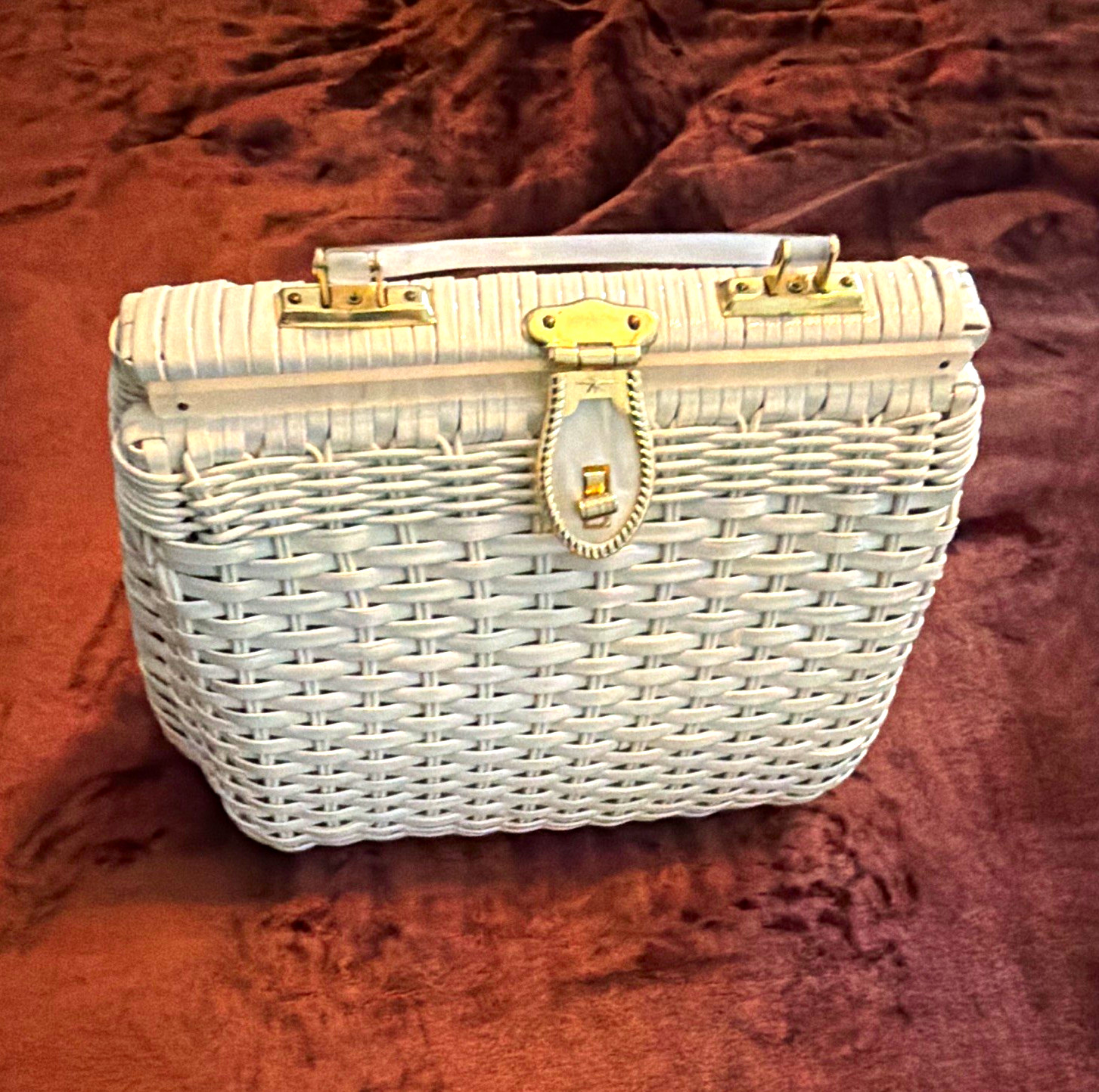 Handmade Women\'s White Wicker Handbag Purse Handmade Women\'s White Wicker Handbag Purse