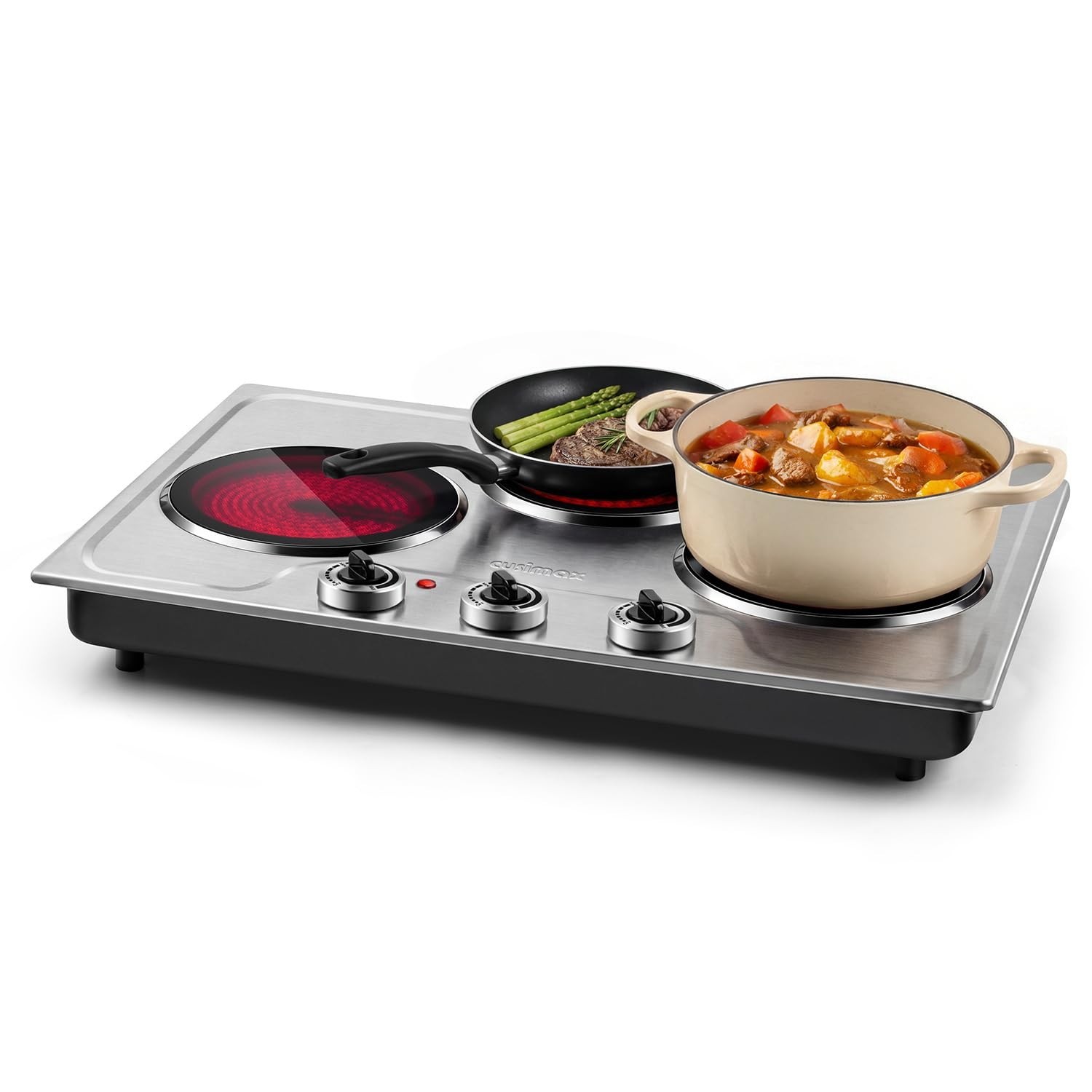 CUSIMAX Hot Plate,1800W Triple Infrared Burner, Independent Temperature Contr... CUSIMAX Hot Plate,1800W Triple Infrared Burner, Independent Temperature Contr...