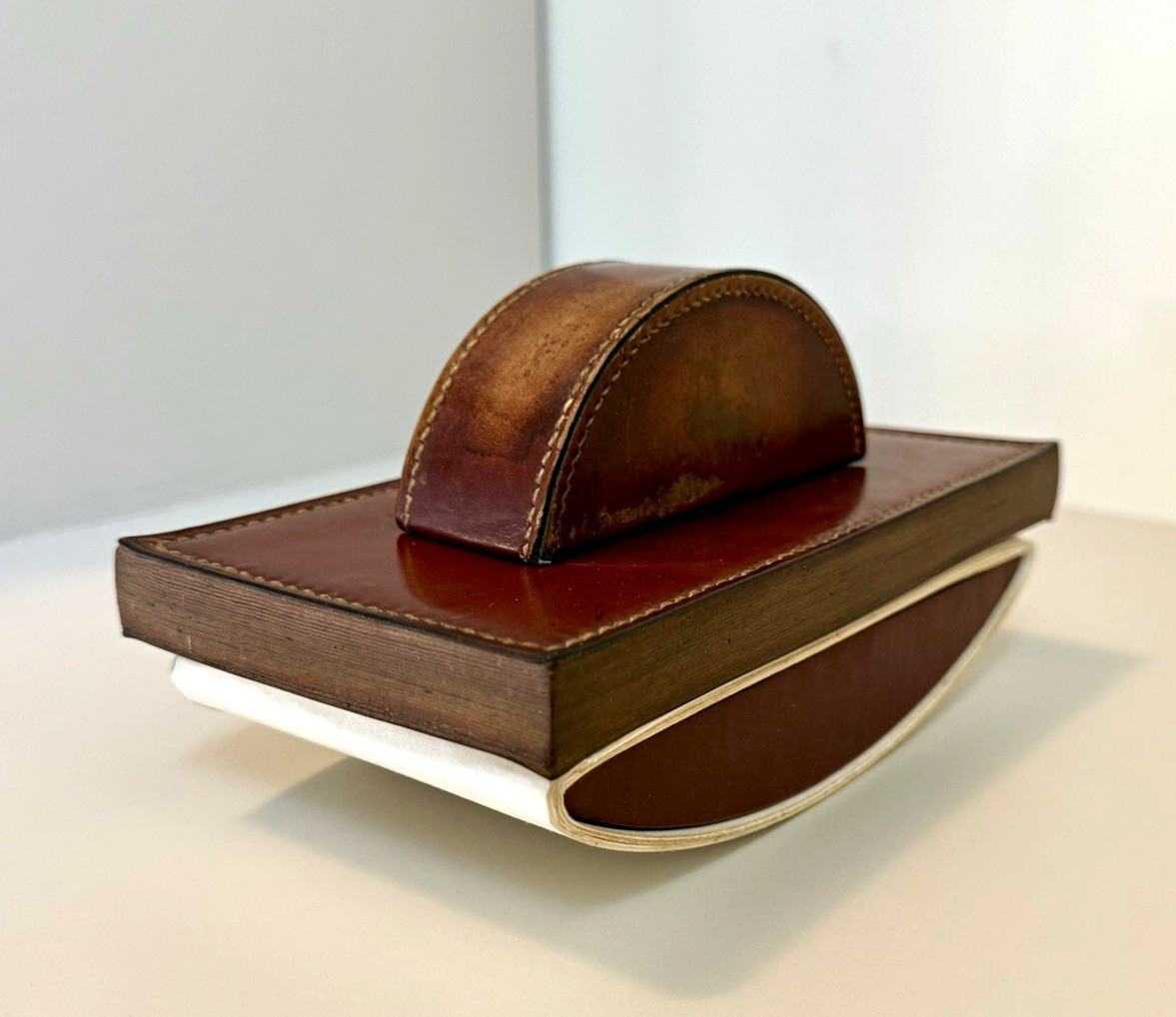 Vintage Hermès Paris Dupré-Lafon Leather Rocker Desk Blotter c.1940s French