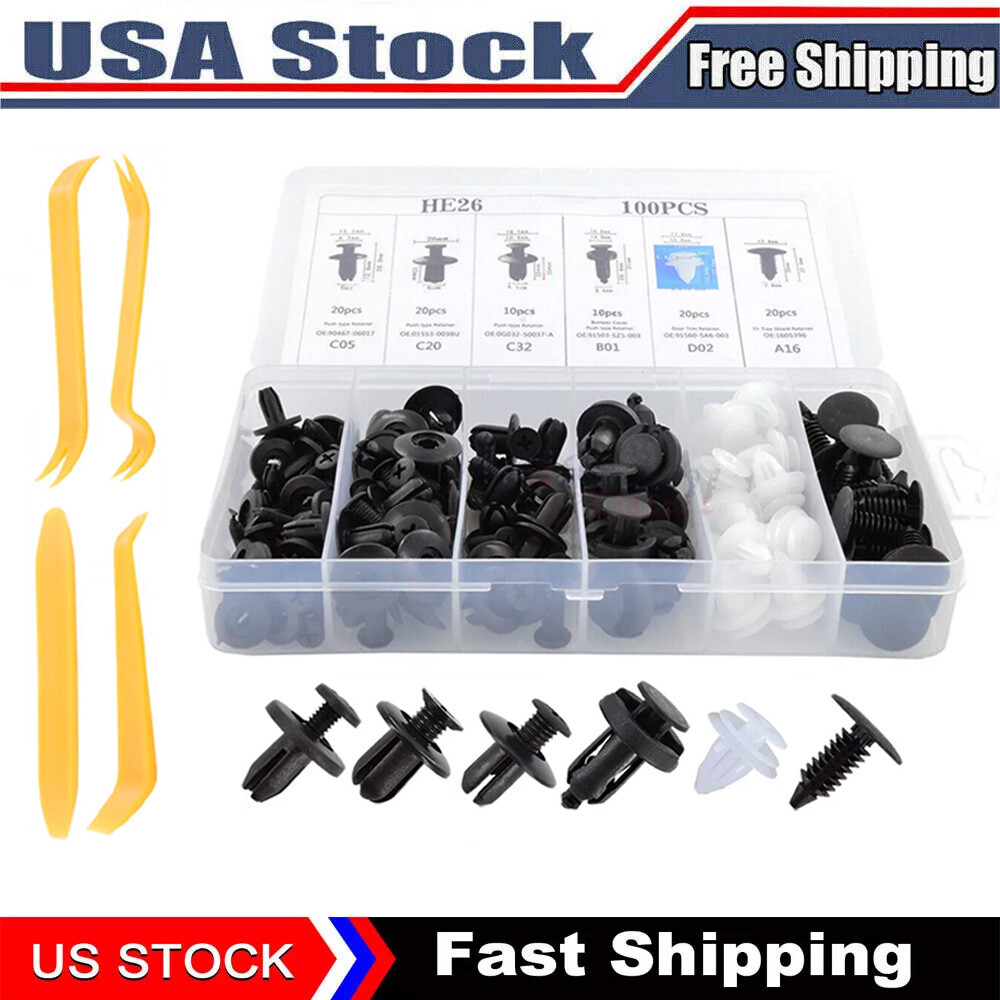 For Nissan Fastener Box Set Bumper Fender Liner Push Type Retainer Clips -100x