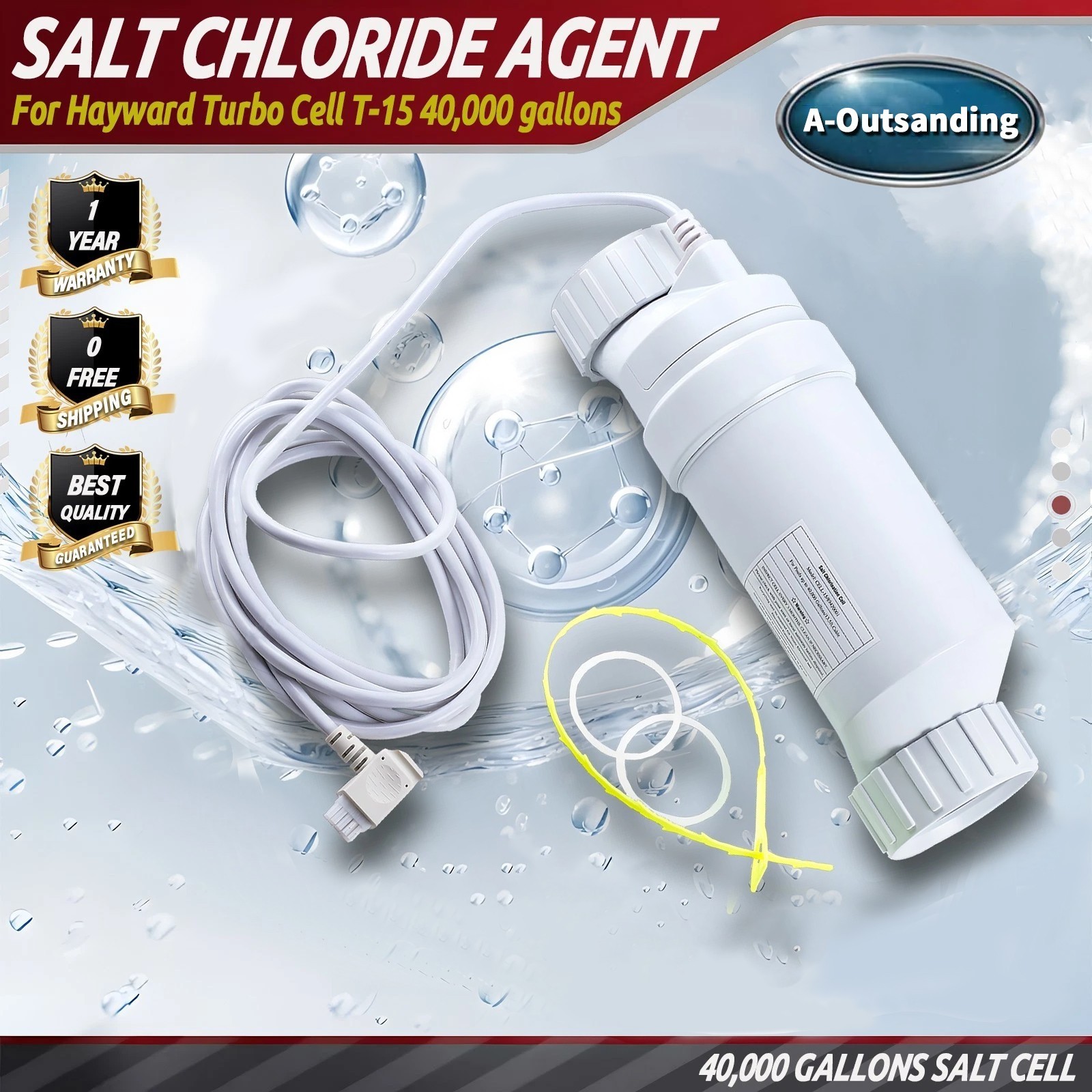 Salt Water Pool chlorinator System For 40000 Gallon Hayward Turbo Cell T-15