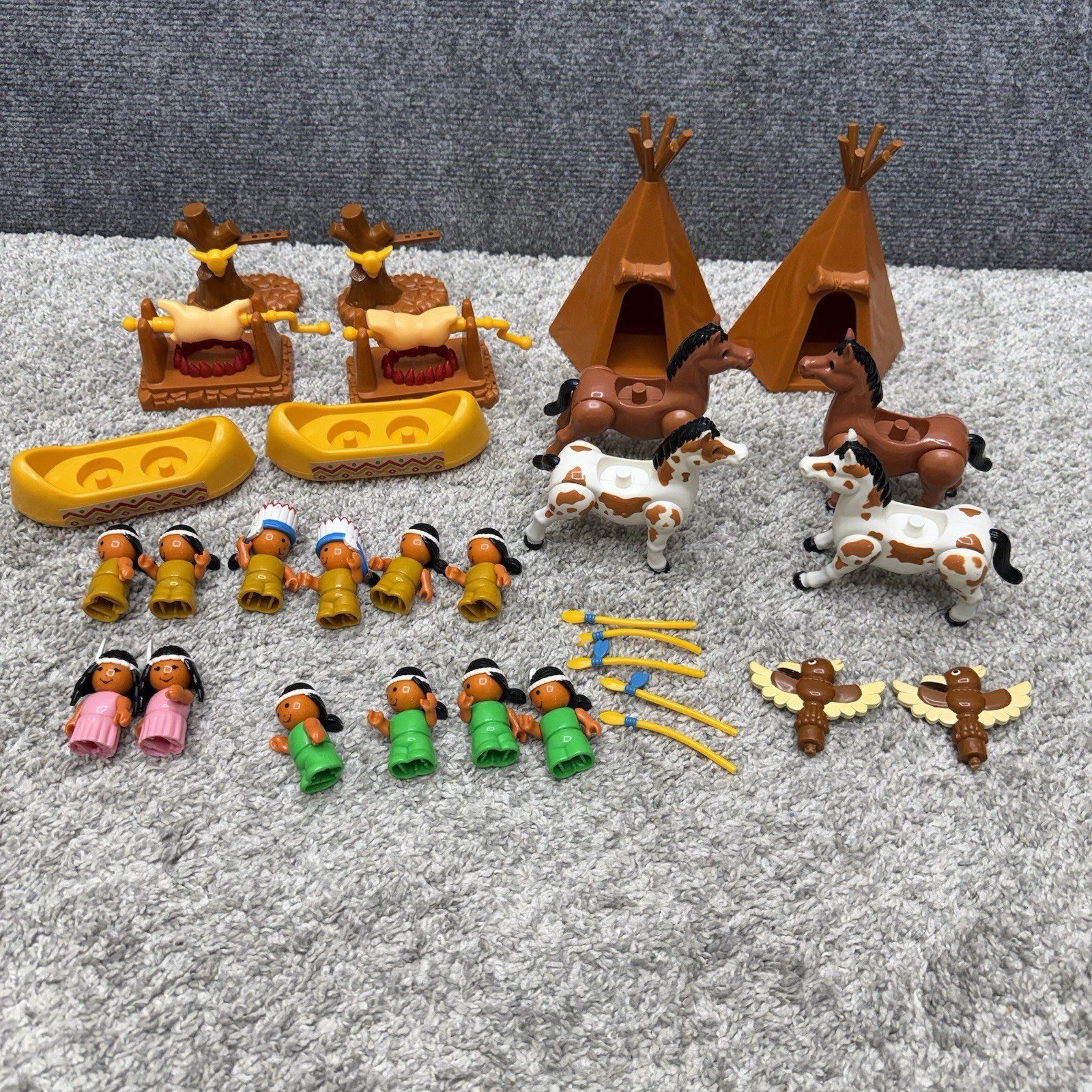 Vintage Playskool Lil\' Playmates figures horses natives boats grills huge lot Vintage Playskool Lil\' Playmates figures horses natives boats grills huge lot