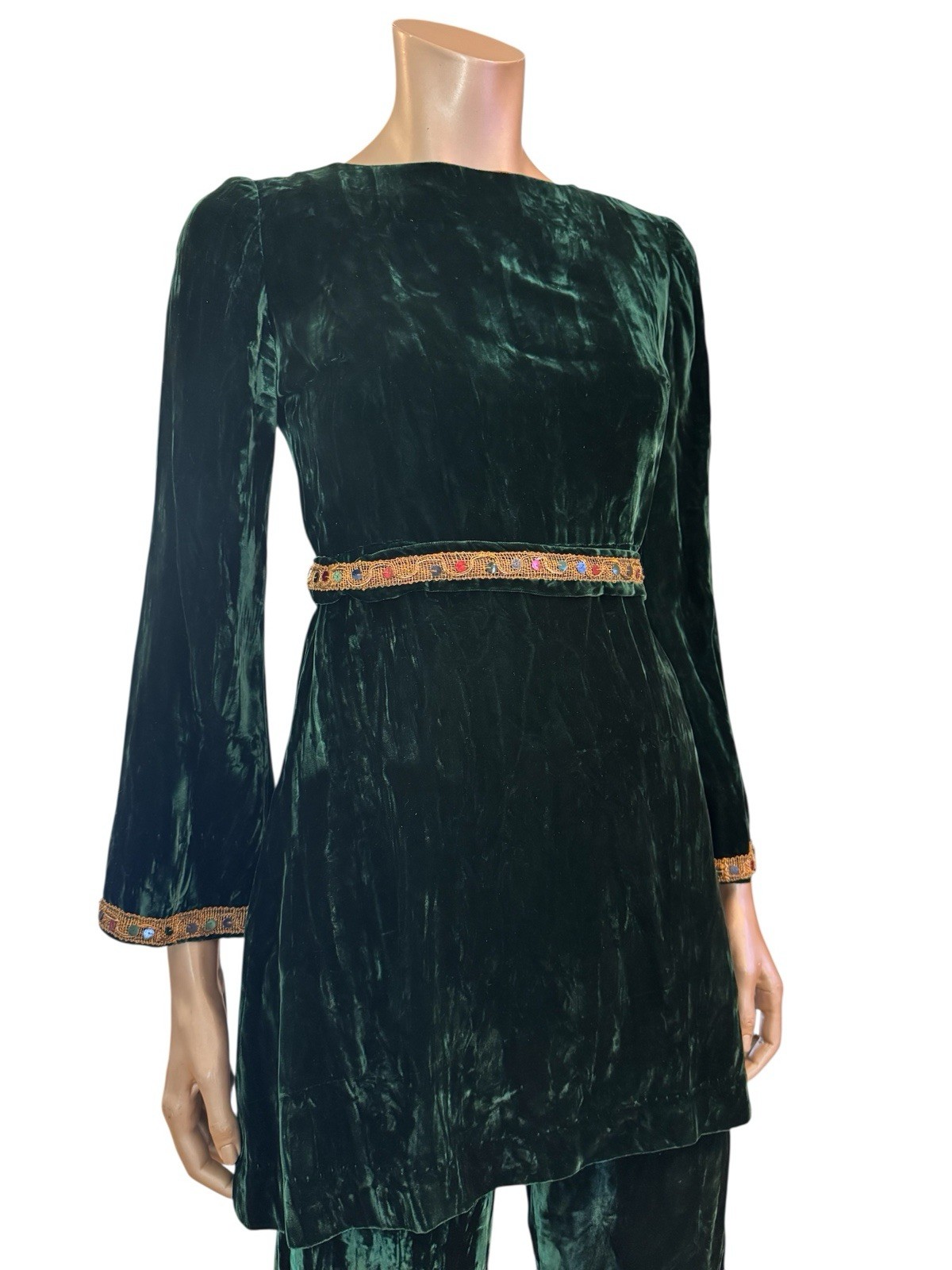 Vintage 1960s Dark Green Crushed Velvet Pant Set For The Holidays Vintage 1960s Dark Green Crushed Velvet Pant Set For The Holidays