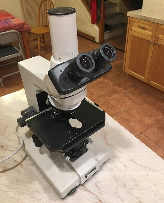 Nikon Labophot Microscope with 4 Nikon objectives and 2 eyepieces Nikon Labophot Microscope with 4 Nikon objectives and 2 eyepieces