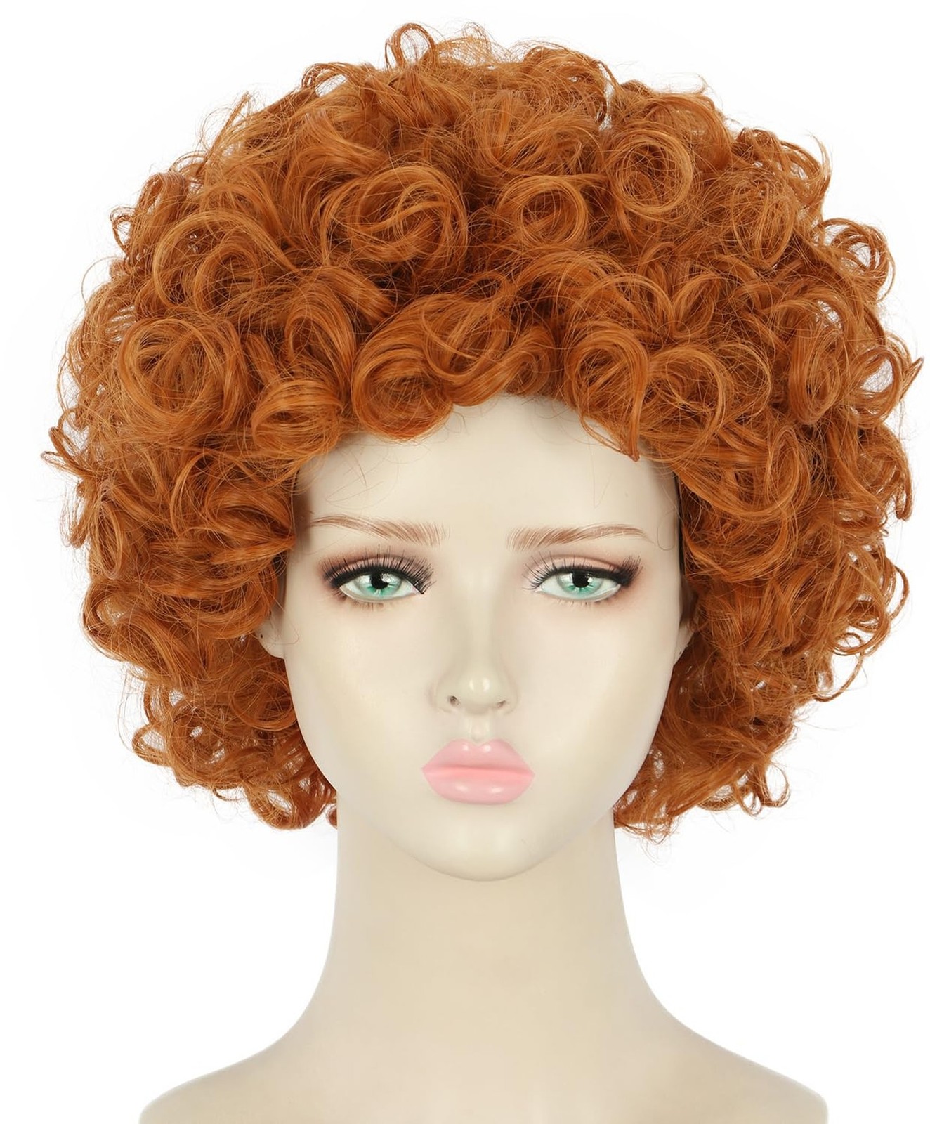 yuehong Adult Short Orange Red Curly Wig Anime Cosplay Costume Hair... Fast Ship