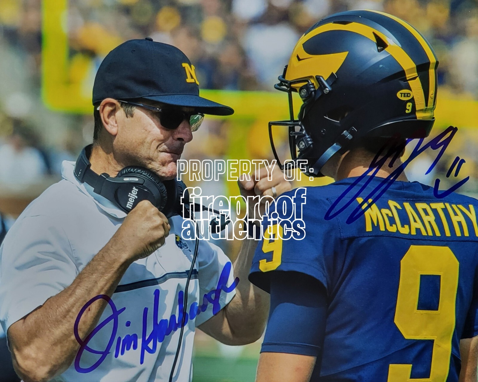 Jim Harbaugh & JJ McCarthy Michigan Football pp SIGNED 8\ Jim Harbaugh & JJ McCarthy Michigan Football pp SIGNED 8\
