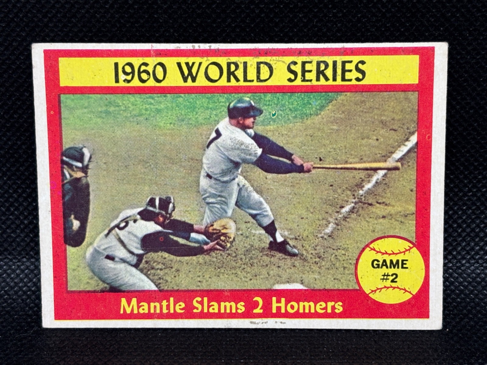 1961 Topps 1960 World Series Game 2 #307 Mantle slams 2 Homers EX or Better