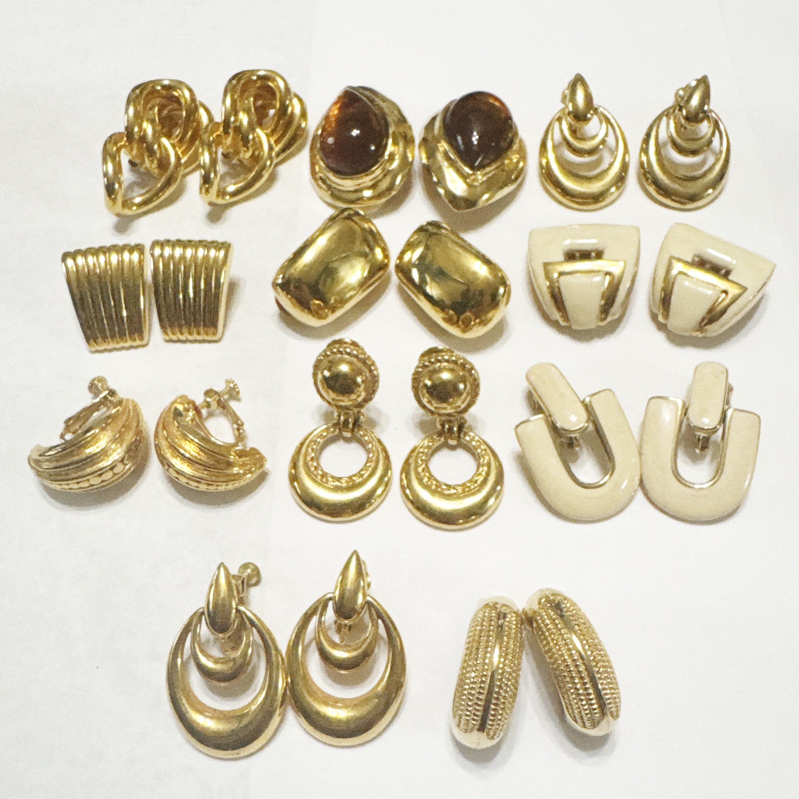 11 Vintage Designer Clip On Earring lot Trifari Napier Les Bernard St John Gold 11 Vintage Designer Clip On Earring lot Trifari Napier Les Bernard St John Gold