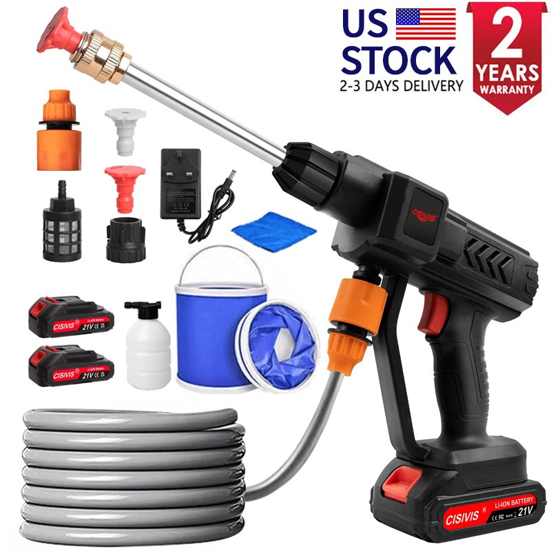 2X Portable Cordless Electric High Pressure Water Spray Gun Car Washer Cleaner
