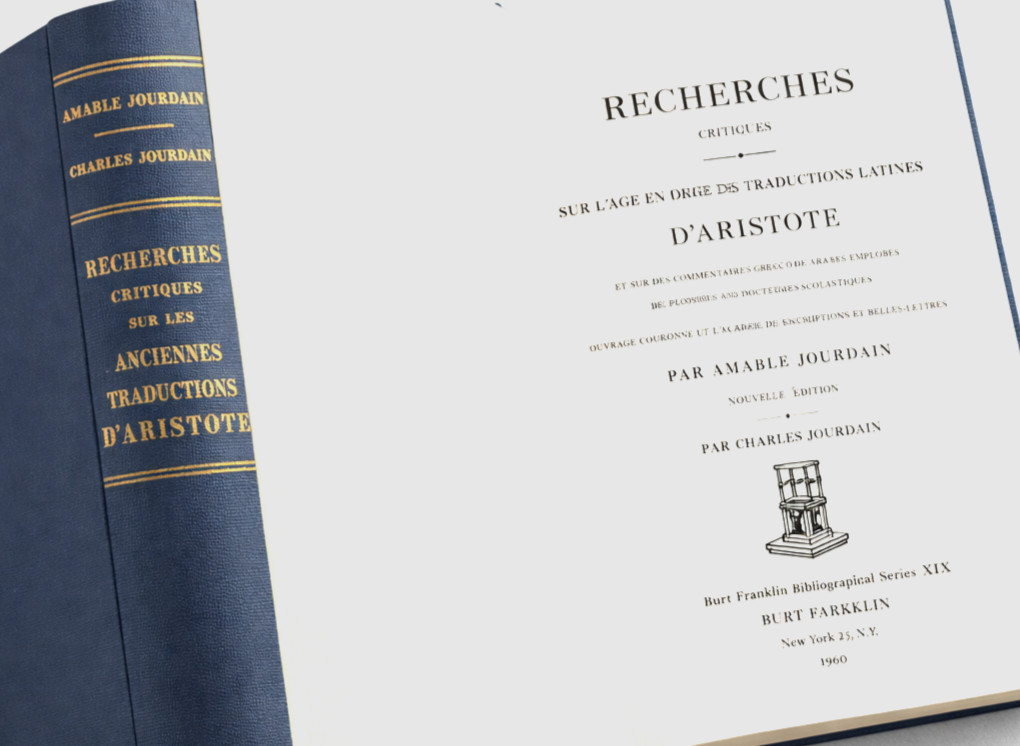 1960 Recherches Critiques Sur Les Anciennes Traductions D\'Aristote HC Ex Library