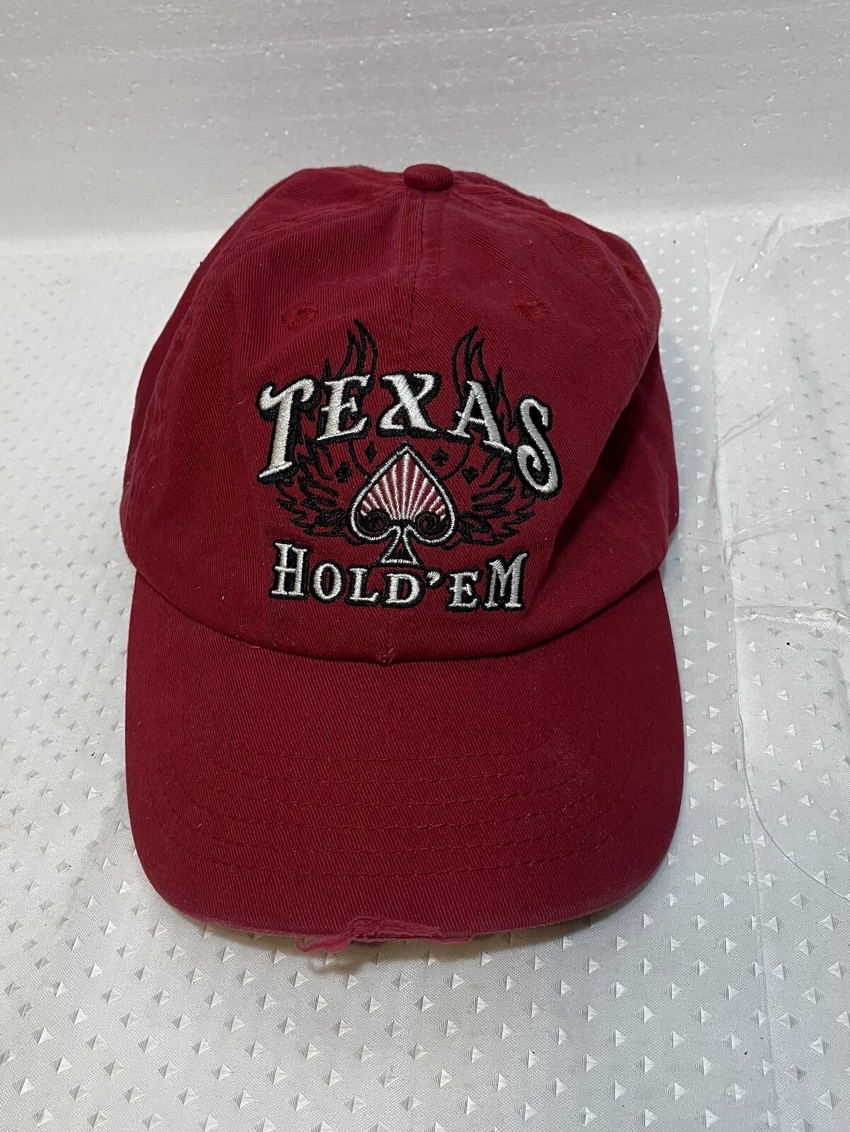Cool Distressed Aeropostale  87 Red “TEXAS HOLD’EM” Baseball Cap/Hat  Adjustable