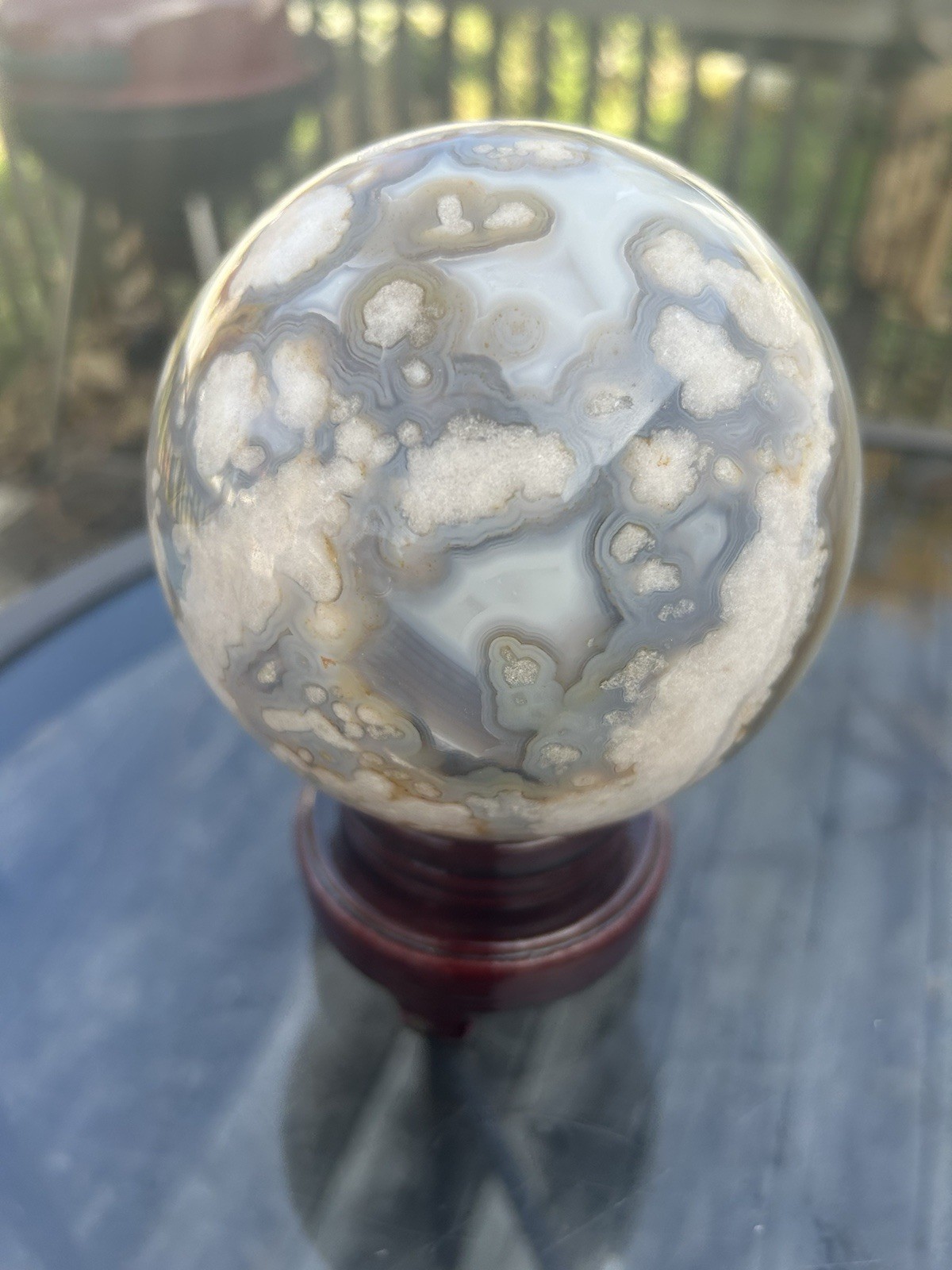 5.1LB  Natural Blue Flower Agate Sphere Quartz Crystal
