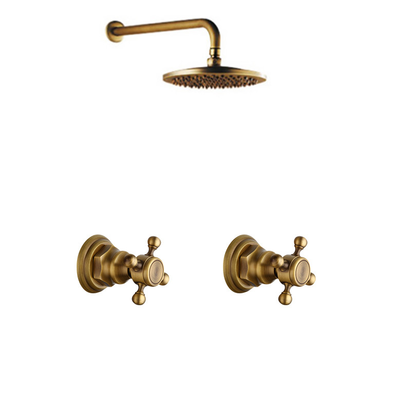 8” Antique Brass 3 PCS Bathroom Wall Mount Rainfall Shower Kit Mixer Faucet Taps