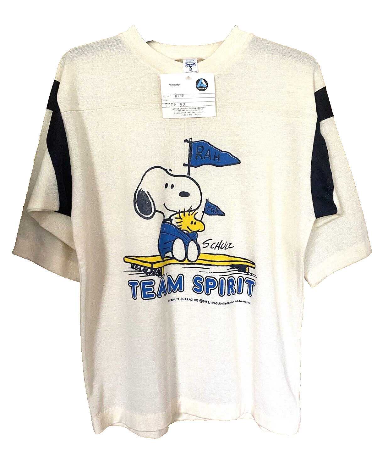 NOS VTG 1970-1980\'s SNOOPY /WOODSTOCK *GO TEAM* ARTEX (NEW WITH TAG) TEE T-SHIRT