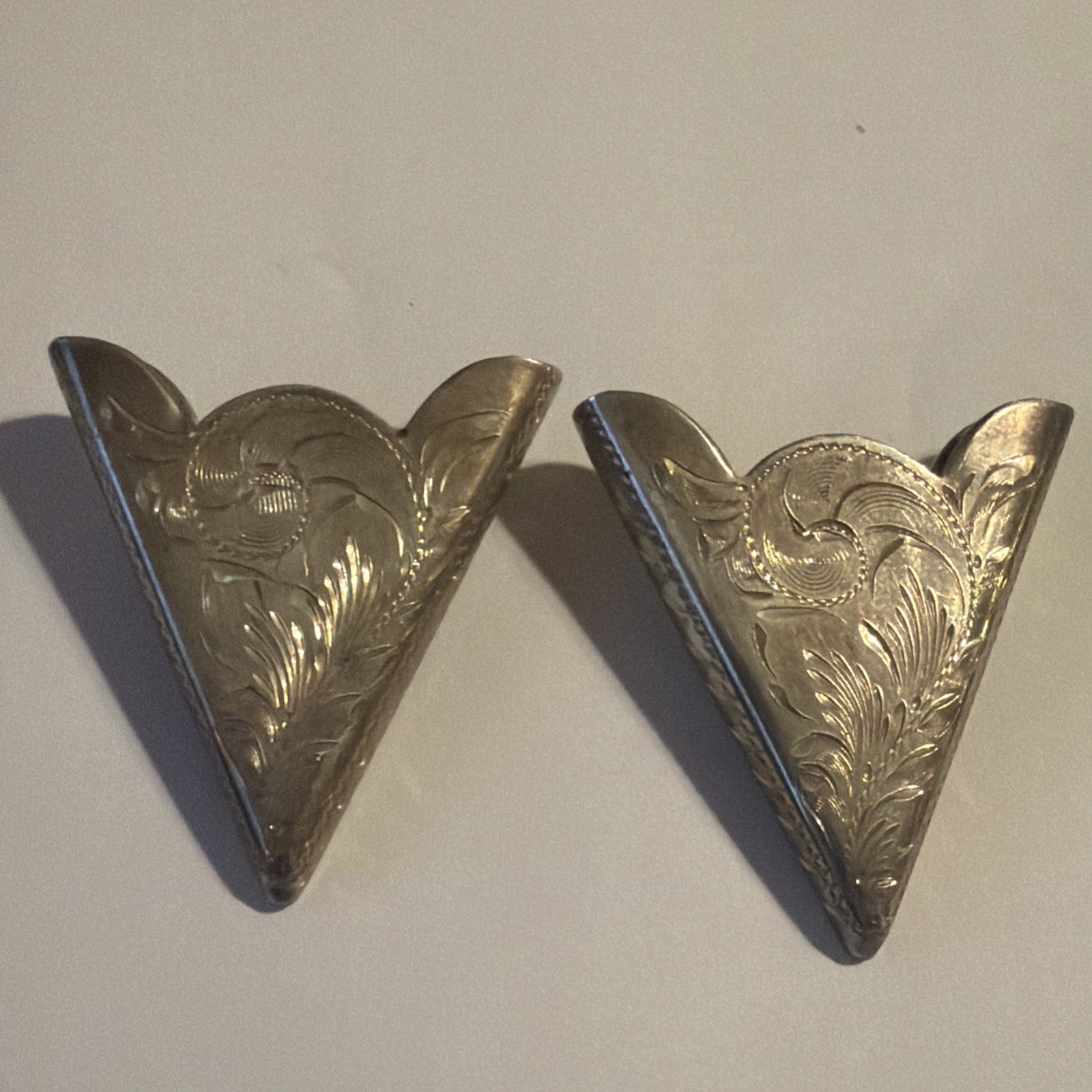 Vintage Native American Fritch CTI Sterling Silver  Collar Tips