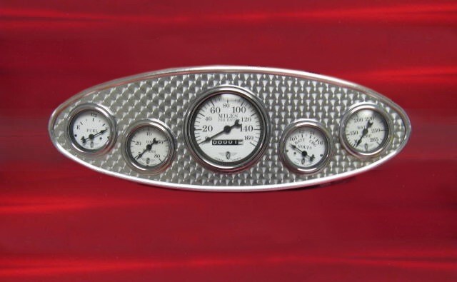 1932 Ford style gauge panel with engine turned insert