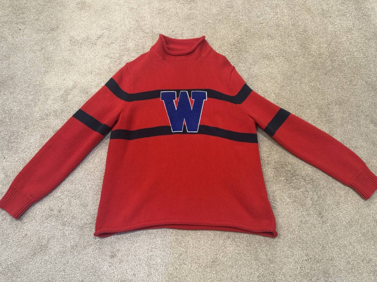 J Crew Men’s Red Letterman Mock Neck Sweater Size Large J Crew Men’s Red Letterman Mock Neck Sweater Size Large