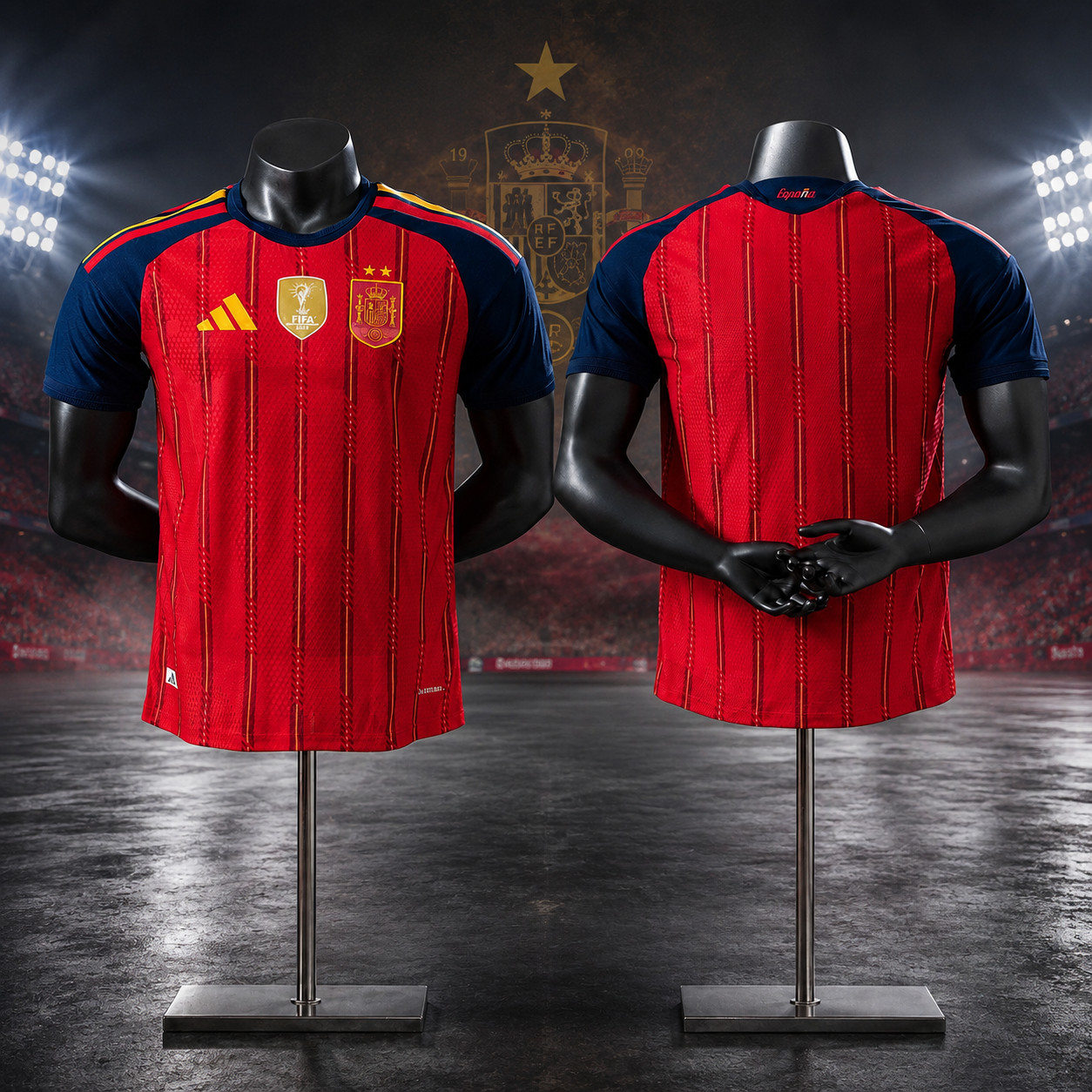 HOT TREND Spain 26/27 Double Star Home Player Soccer Jersey Fan Gift Size S-2XL