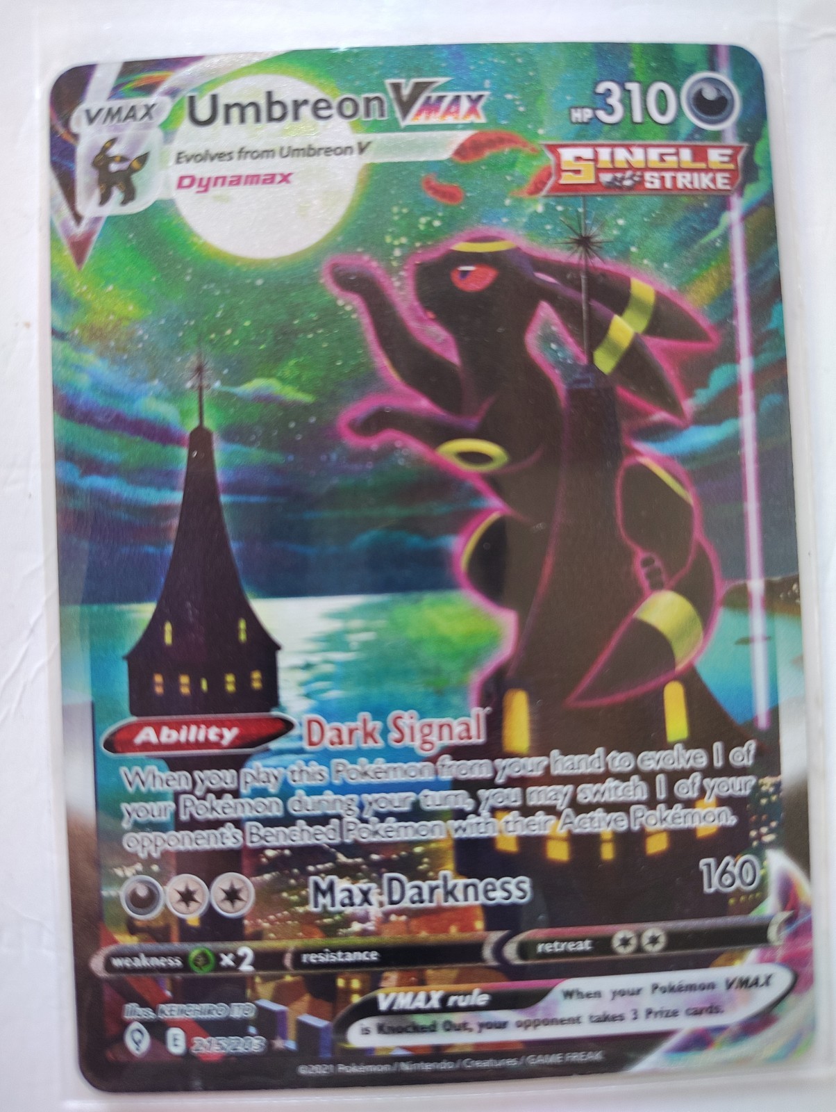 Umbreon VMAX (Alternate Art Secret) 215/203 SWSH07: Evolving Skies Holo