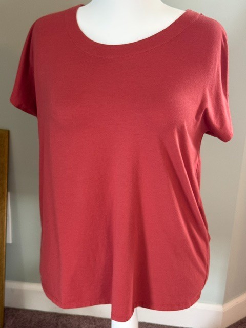 J. Jill Pima Pleated Back Tee In Cinnabar Size LT