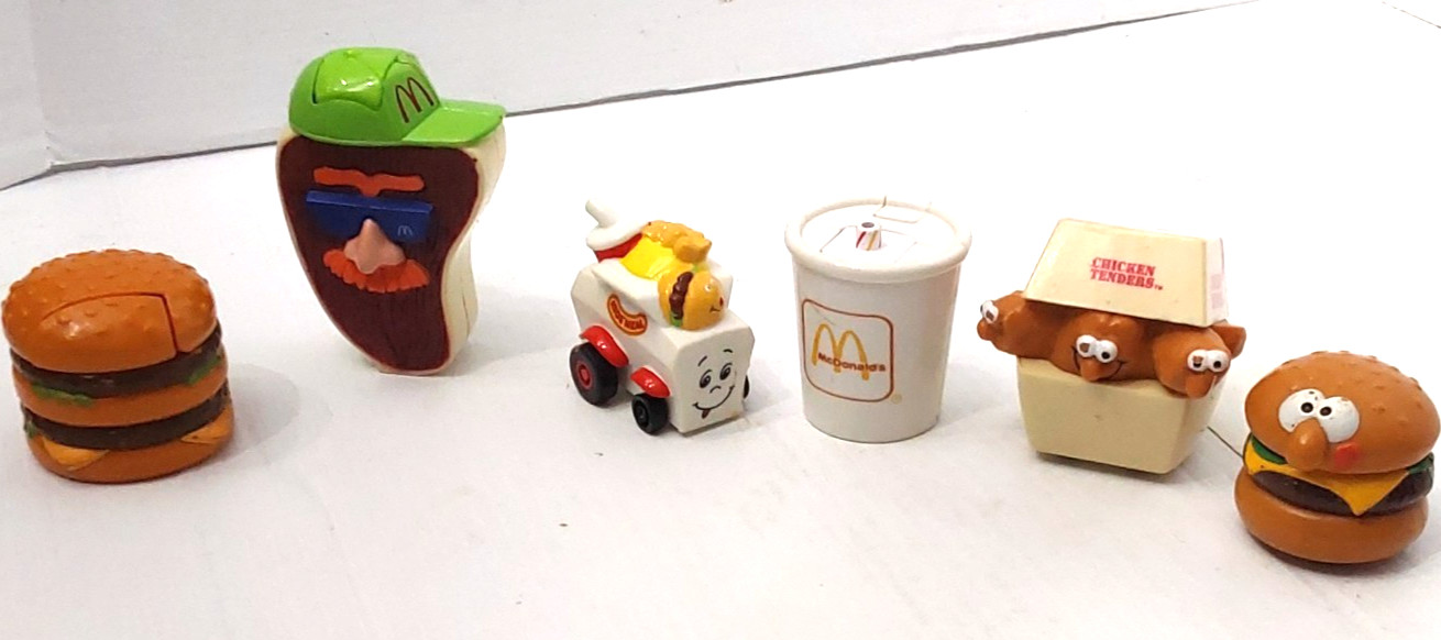 Vtg 1987-1993 Fast Food Toy Lot 6pc McDonald\'s Changeables Burger King Wendy\'sL2