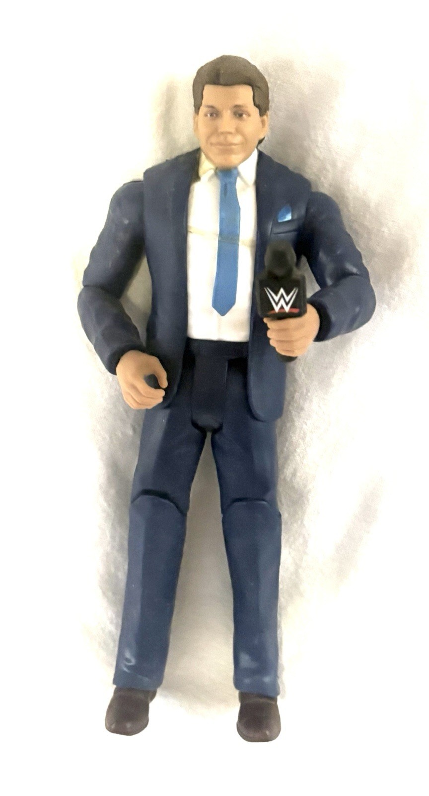 Mattel WWE Elite Vince McMahon Custom Figure Dark Blue Suit With Mic BAF