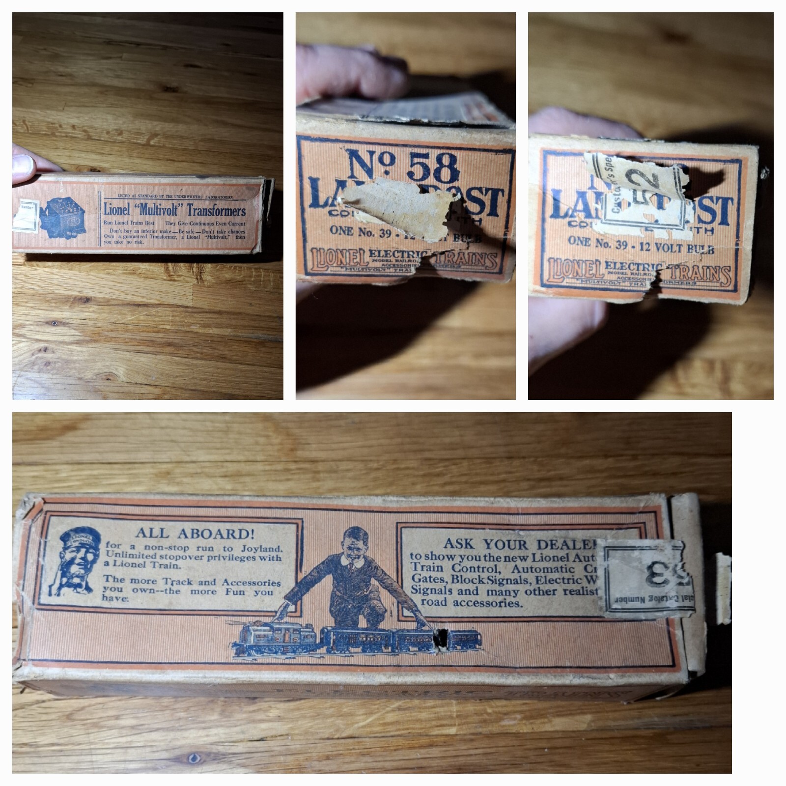 Vintage Lionel Train empty Box NO.58 Lamp post pre war Vintage Lionel Train empty Box NO.58 Lamp post pre war