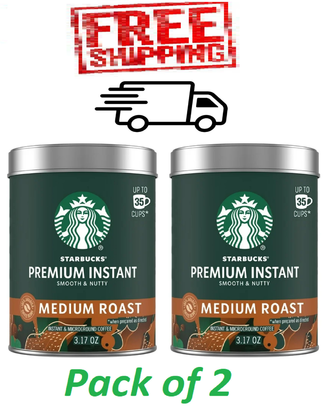(2 Pack) Starbucks Premium Medium Roast Instant Coffee 3.17 Oz 100% Arabica Rich (2 Pack) Starbucks Premium Medium Roast Instant Coffee 3.17 Oz 100% Arabica Rich