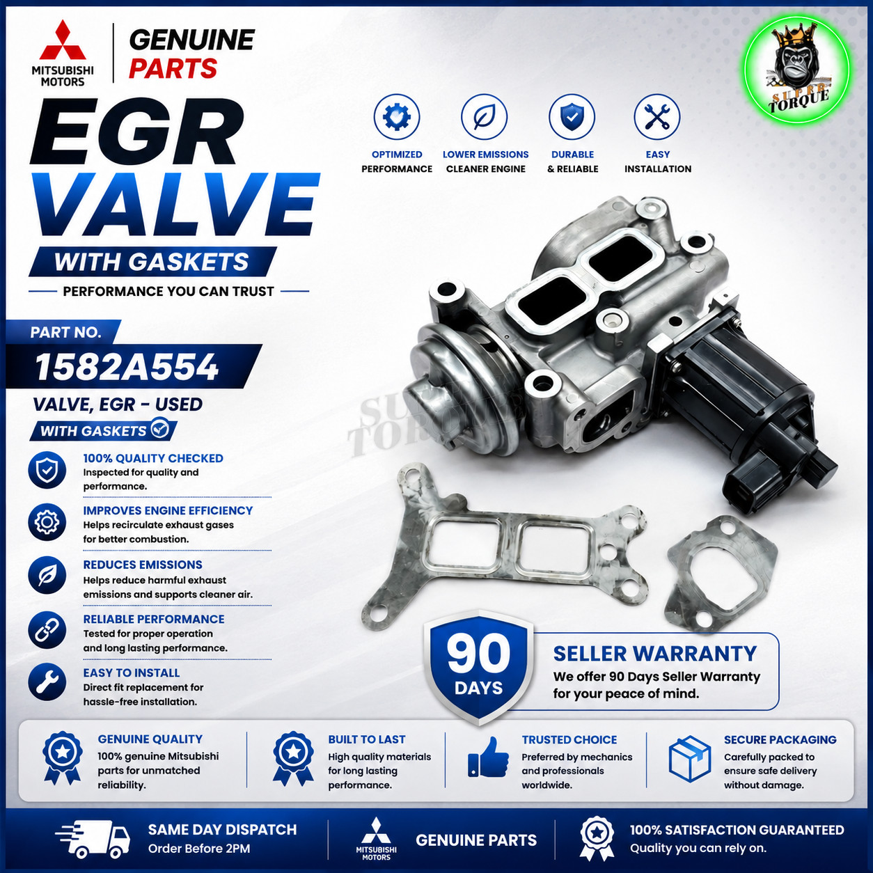 Genuine Mitsubishi 4N14 EGR Valve 1582A554 USED Outlander ASX Delica 2.2 2.3