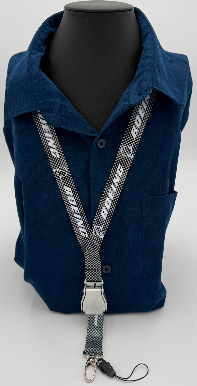 Boeing Carbon Fiber Aviation Lanyard, Seat Belt Buckle, Boeing Logo, pilot id