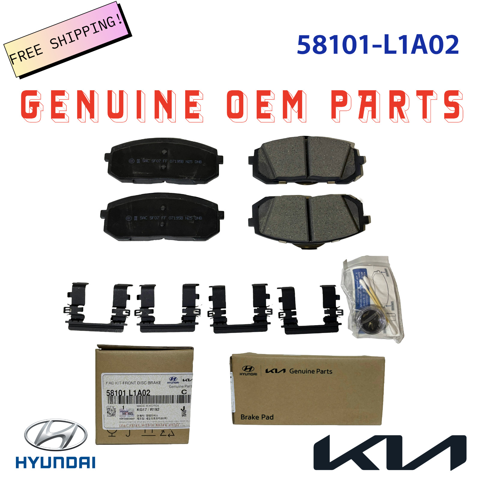 OEM Front Brake Pads Hyundai/KIA (58101-L1A02) ELANTRA SONATA K5 (2020-2025) OEM Front Brake Pads Hyundai/KIA (58101-L1A02) ELANTRA SONATA K5 (2020-2025)