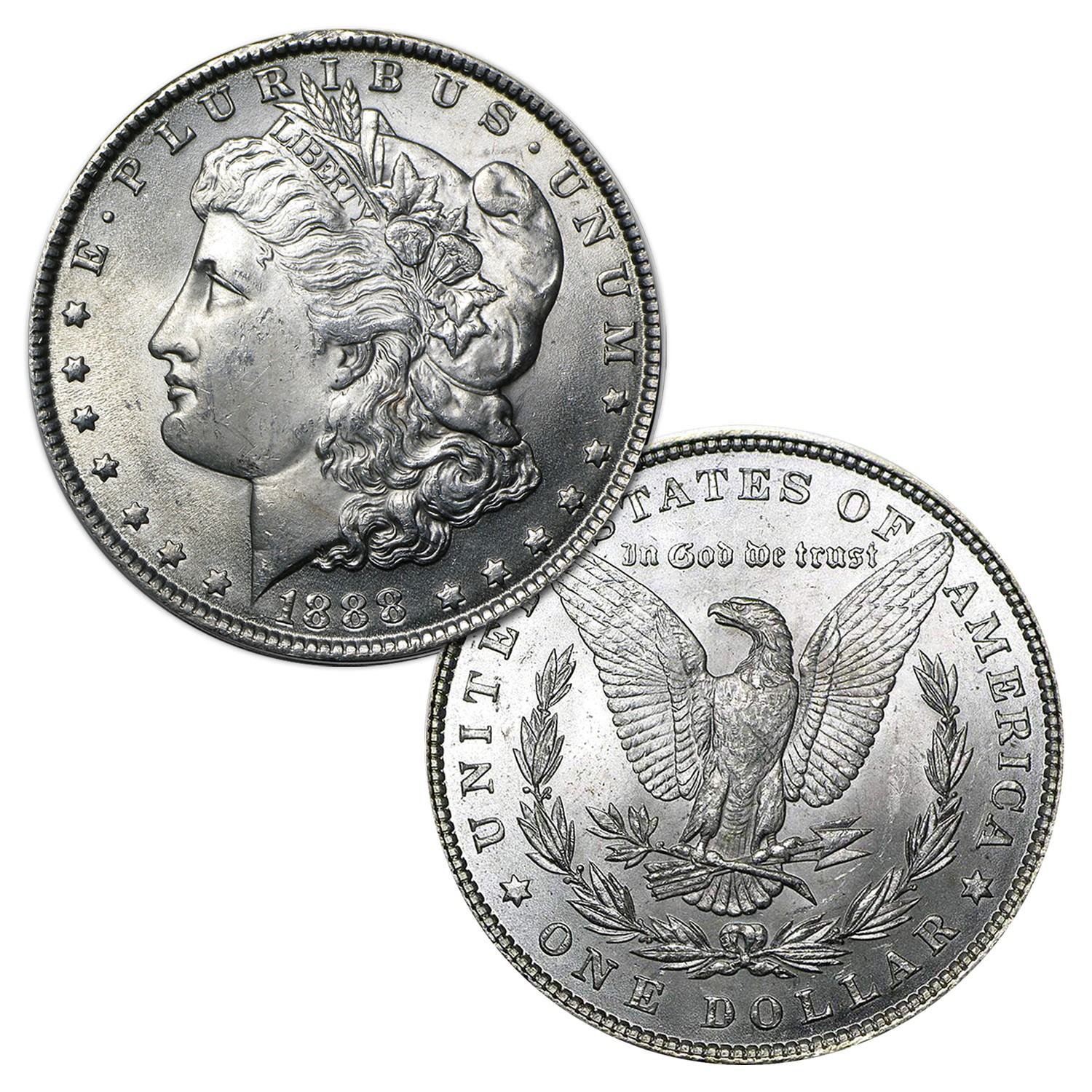 1888 P Morgan Silver Dollar $1 Brilliant Uncirculated BU 90% Silver