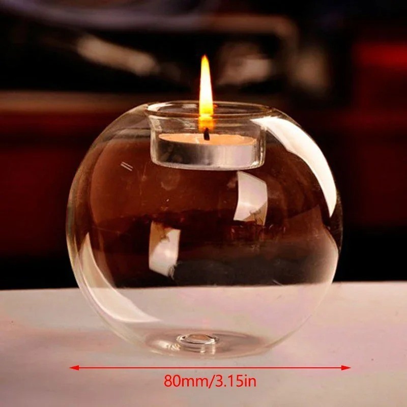 1pc Transparent Glass Candle Holder–Retro Tealight Oil Lamp Style for Home Décor
