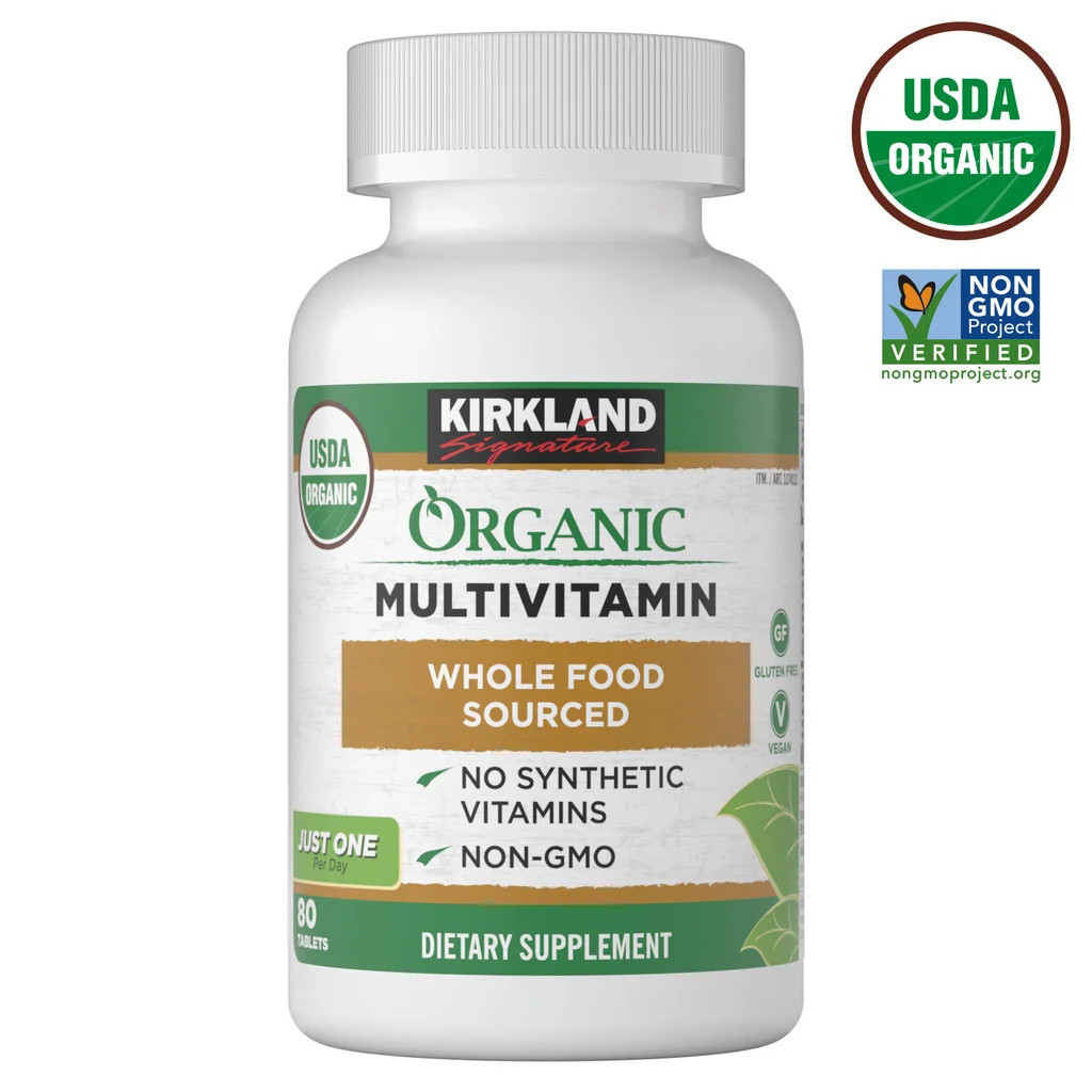 Kirkland Signature Organic Multivitamin 80 Tablets Whole Food Plant Based Ex1/28