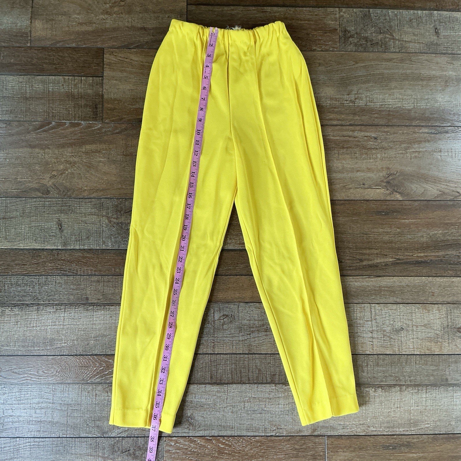 60s VINTAGE Manhattan Yellow Tapered Trouser Pants Elastic Waist Size XS #2802