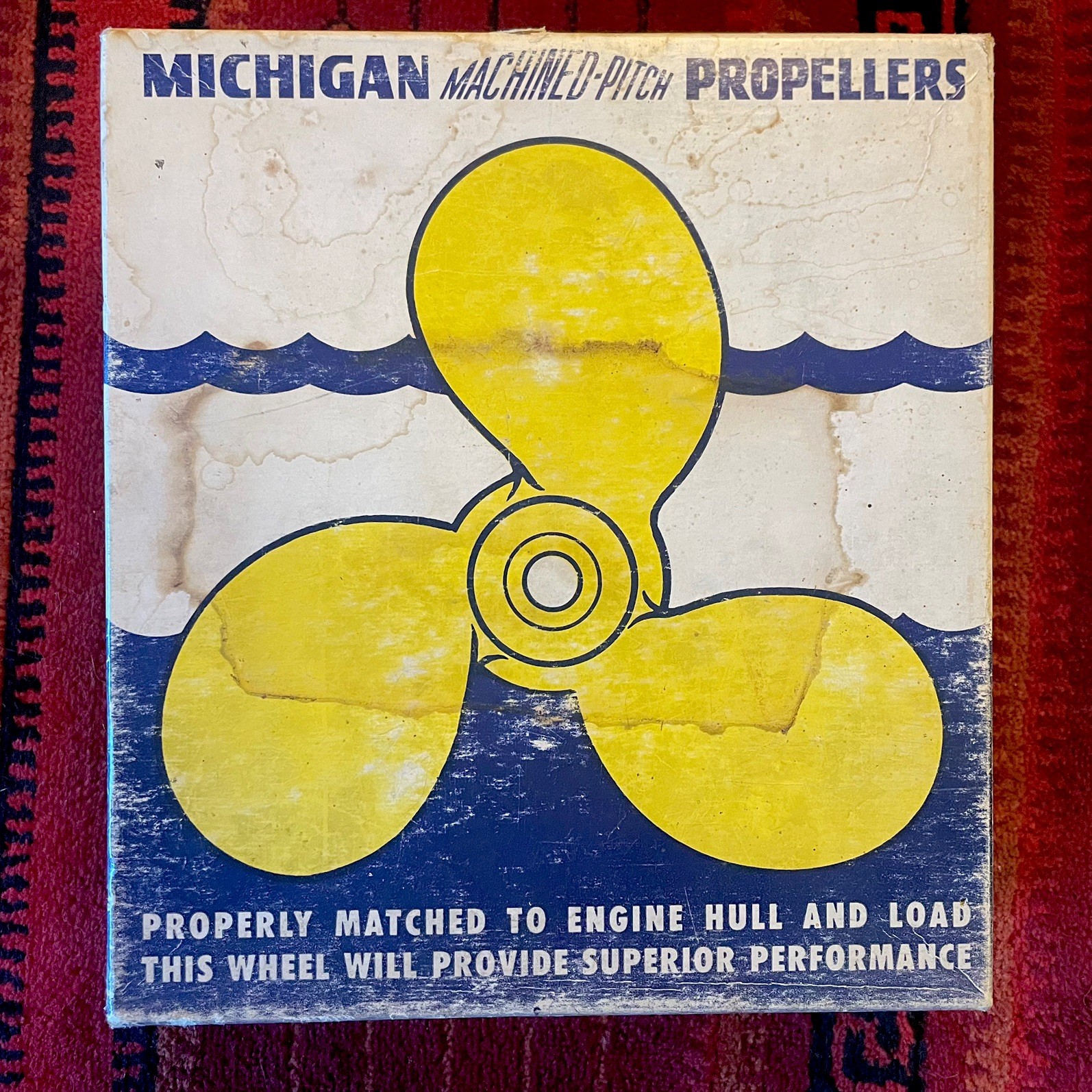 MINT Vintage 50s Michigan Wheel AMC 390 Bronze Propeller Boxed Johnson Evinrude 