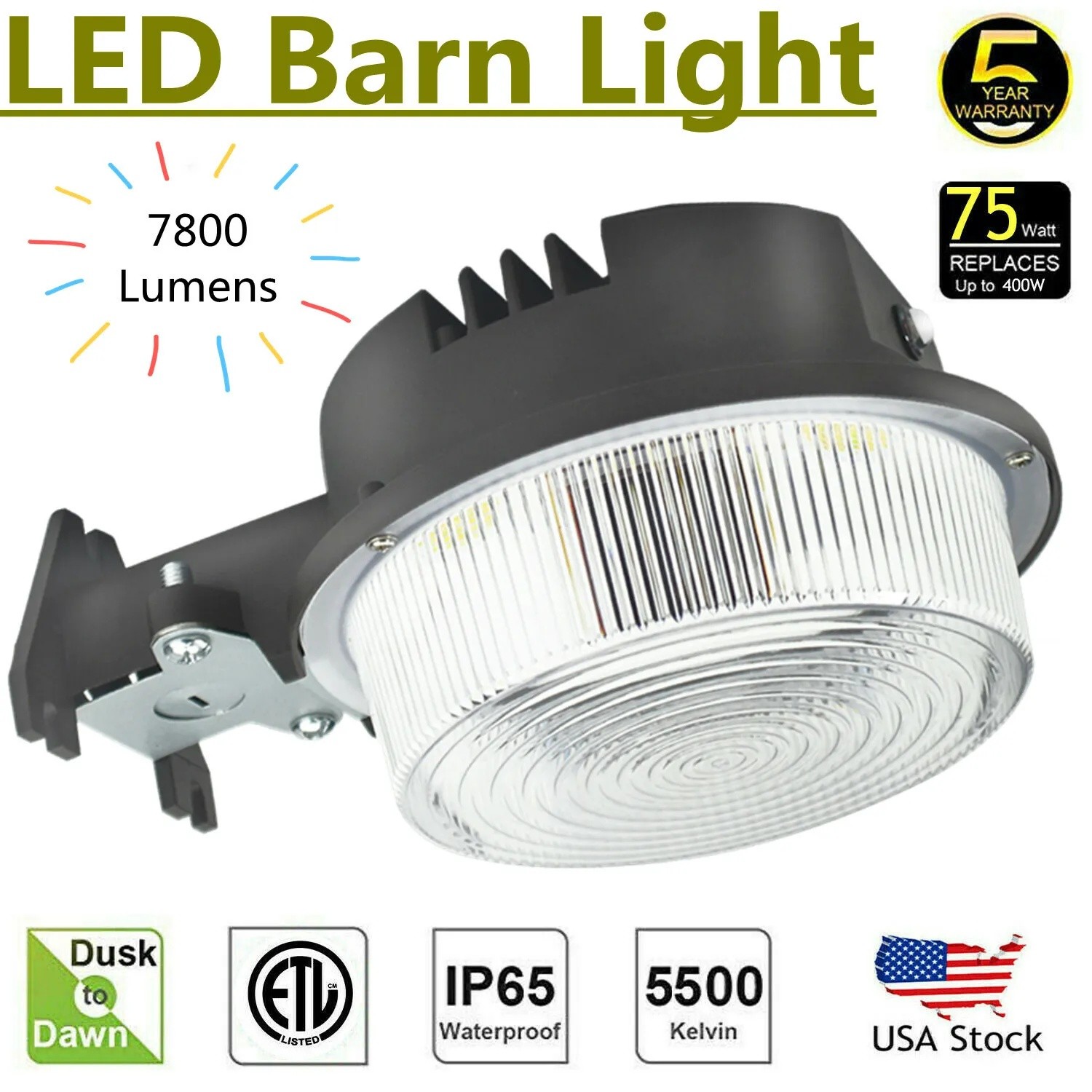 150W LED Barn Light Dusk to Dawn,20000LM Outdoor Security Yard Flood Light 6500K
