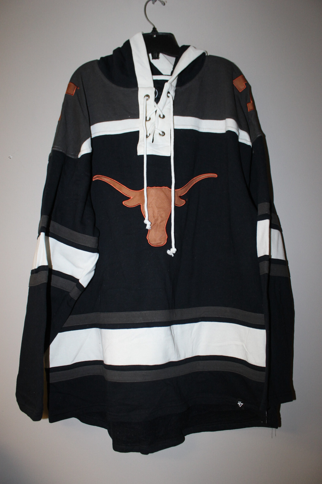 New NCAA Texas Longhorns old time jersey style mid weight cotton hoodie men\'s XL