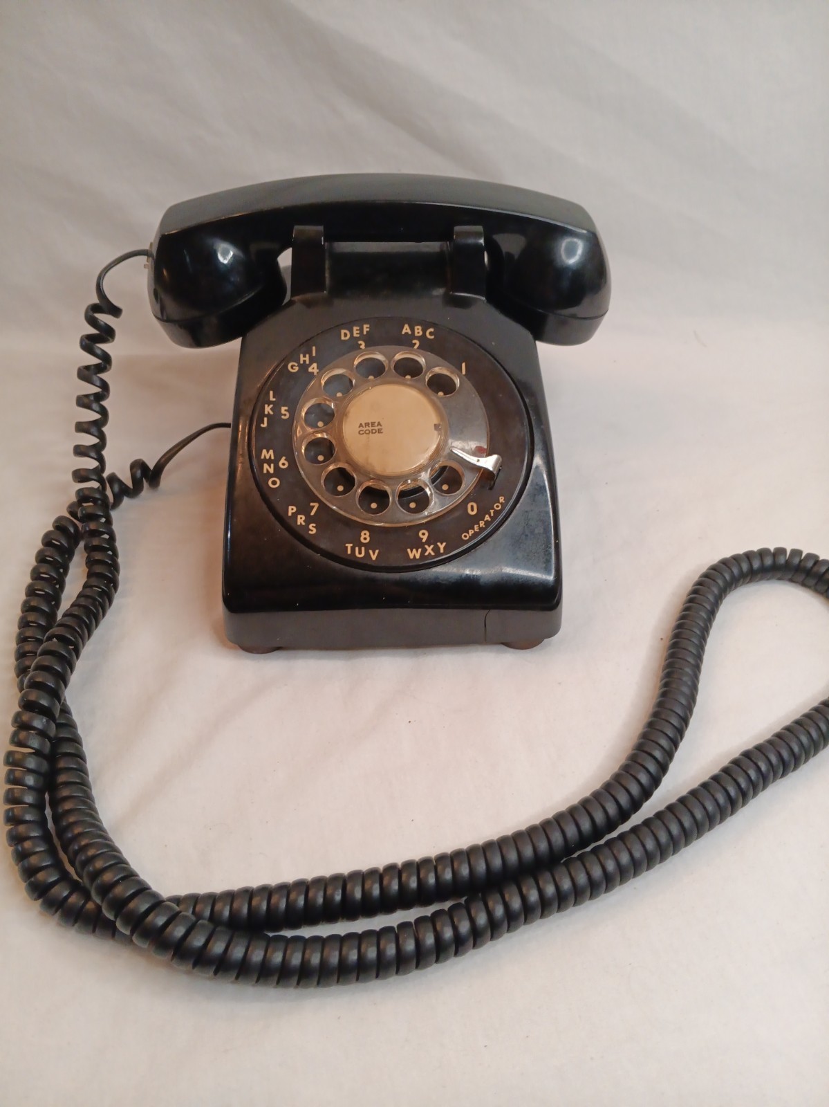 Vintage ITT BLACK Rotary Dial Desk Table Top Telephone