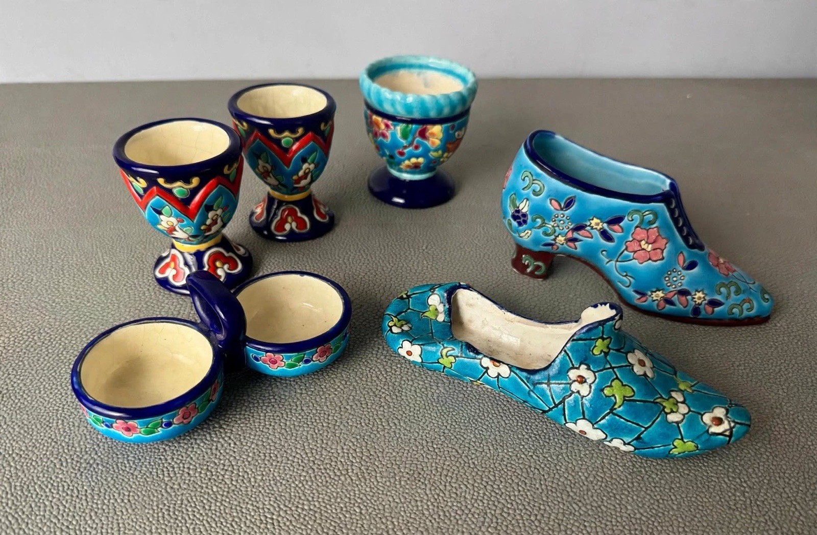 Antique French Emaux De Longwy Pottery Lot Of 6 Antique French Emaux De Longwy Pottery Lot Of 6