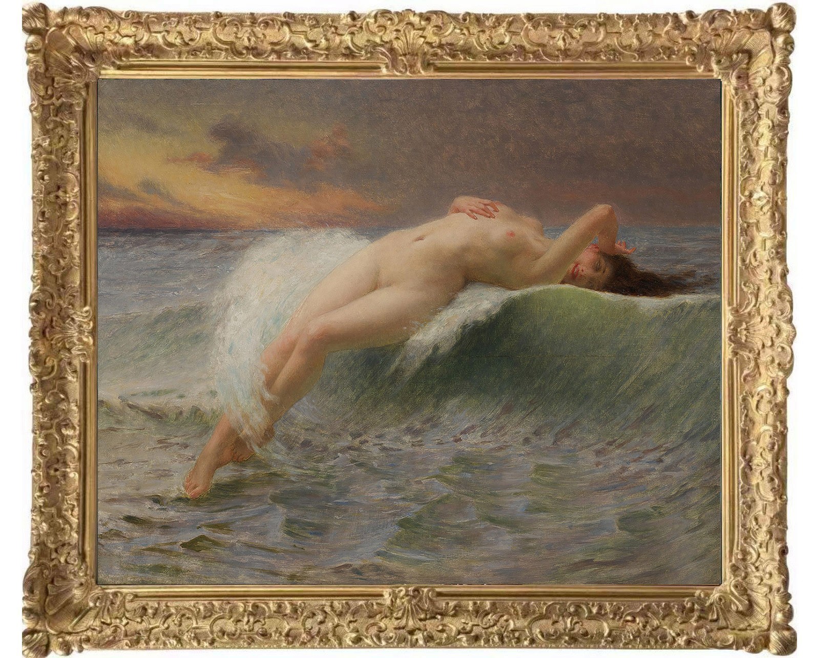 Hand Painted Classical Oil Painting Female Woman Seaside Art Antique Style