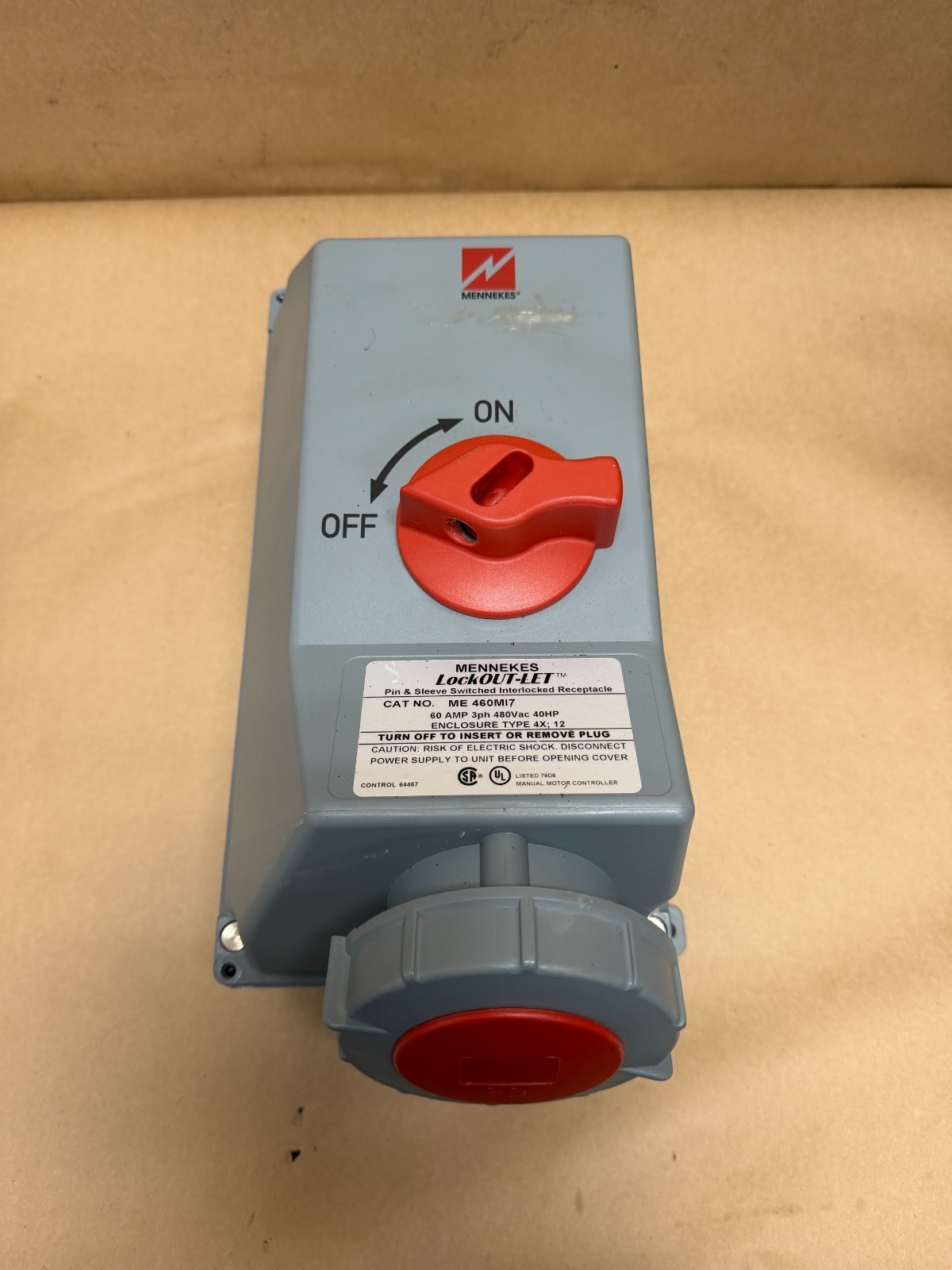 MENNEKES ME 460MI7 LockOUT-LET Pin & Sleeve Switched Interlocked Receptacle