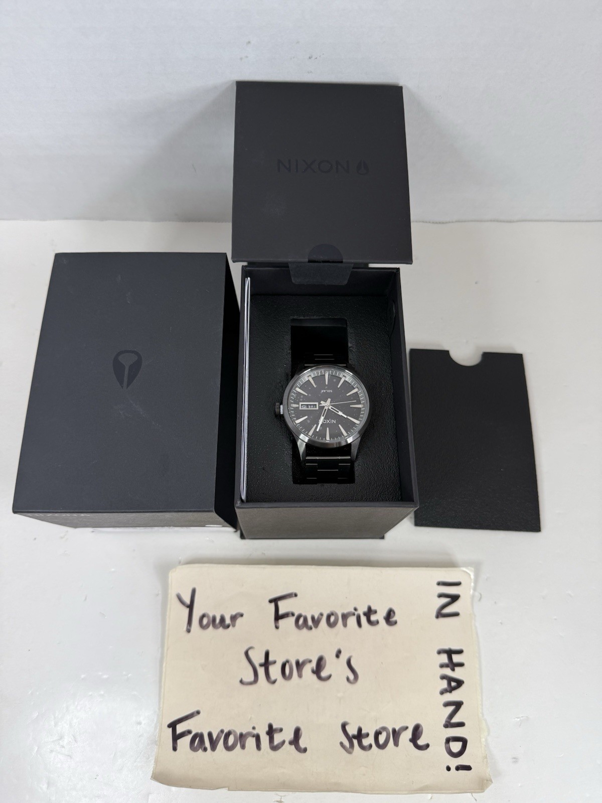 Nixon Sentry Solar Stainless Steel Gunmetal 40mm Watch Day/Date 10 ATM A1346-131