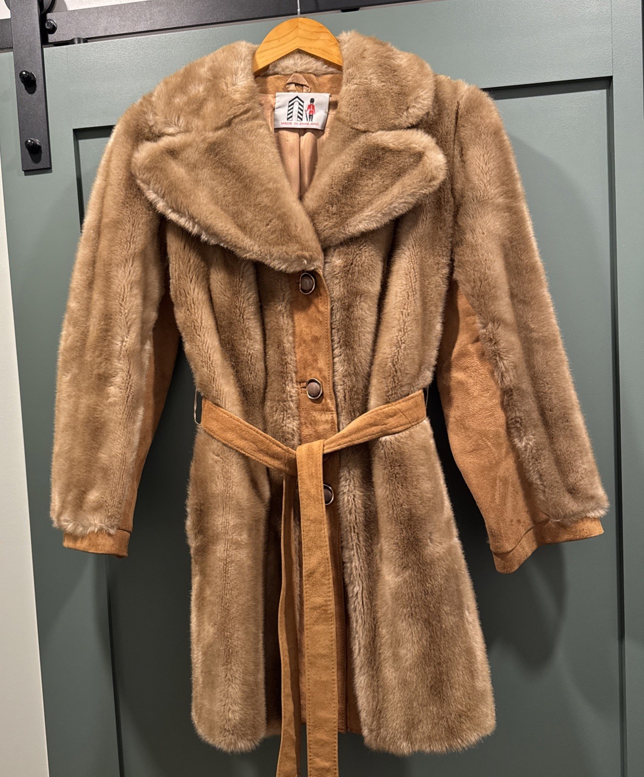 Vintage 1970s Lilli Ann Faux Fur Suede Leather Belted Penny Lane Coat Vintage 1970s Lilli Ann Faux Fur Suede Leather Belted Penny Lane Coat